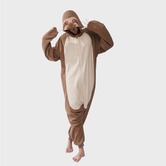 Adult Unisex Sloth Jumpsuit Cosplay Costume Animal Homewear Sleepwear Size L - Picture 10 of 17